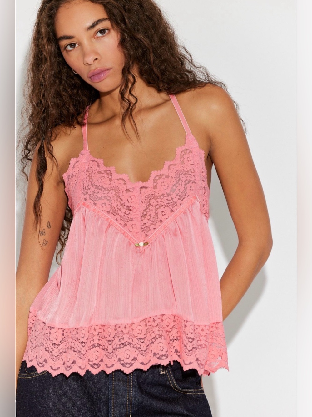 Free People, Fiona Satin Camisole, conch  shell pink